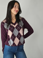 Maglione a rombi Bordeaux - Tensione In