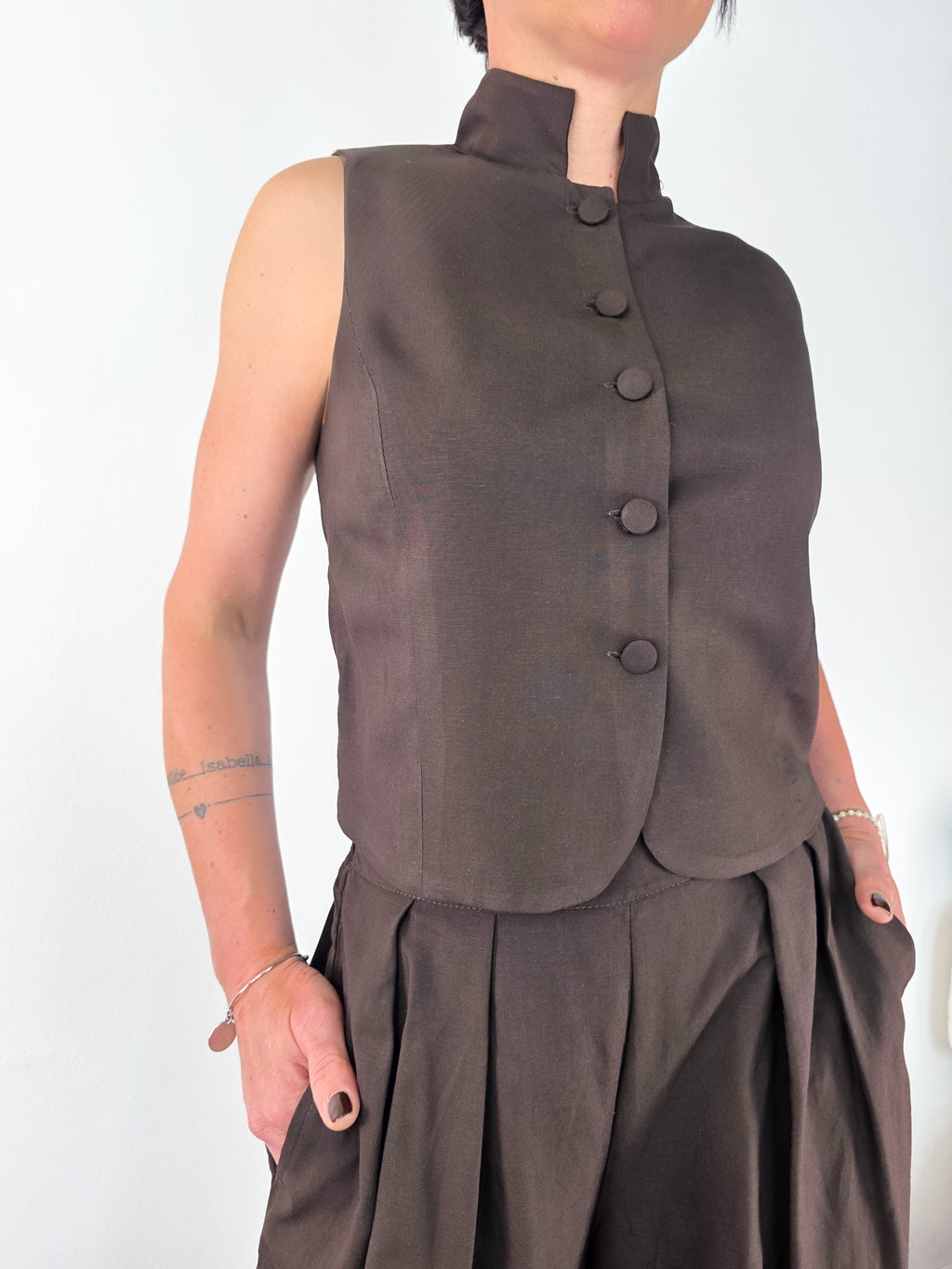 Susy Mix - Completo gilet e pantalone - Moka