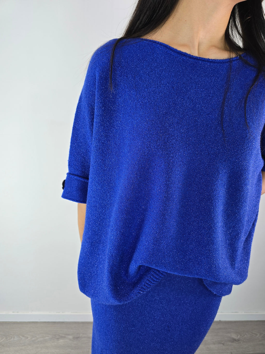 Blusa morbida in lurex Blu Royal - Kontatto