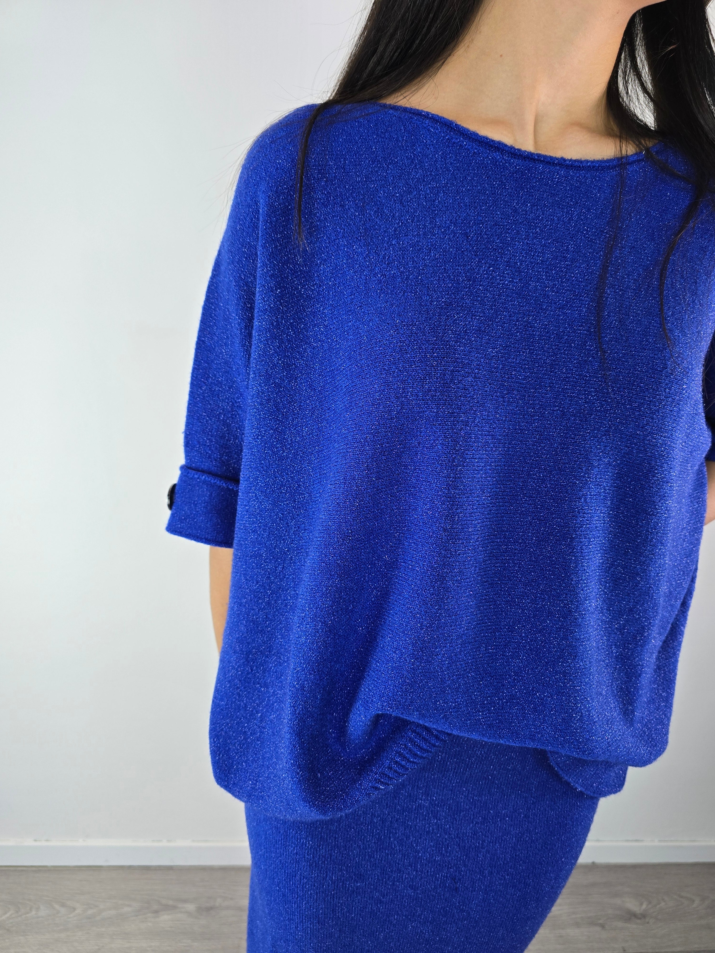 Blusa morbida in lurex Blu Royal - Kontatto