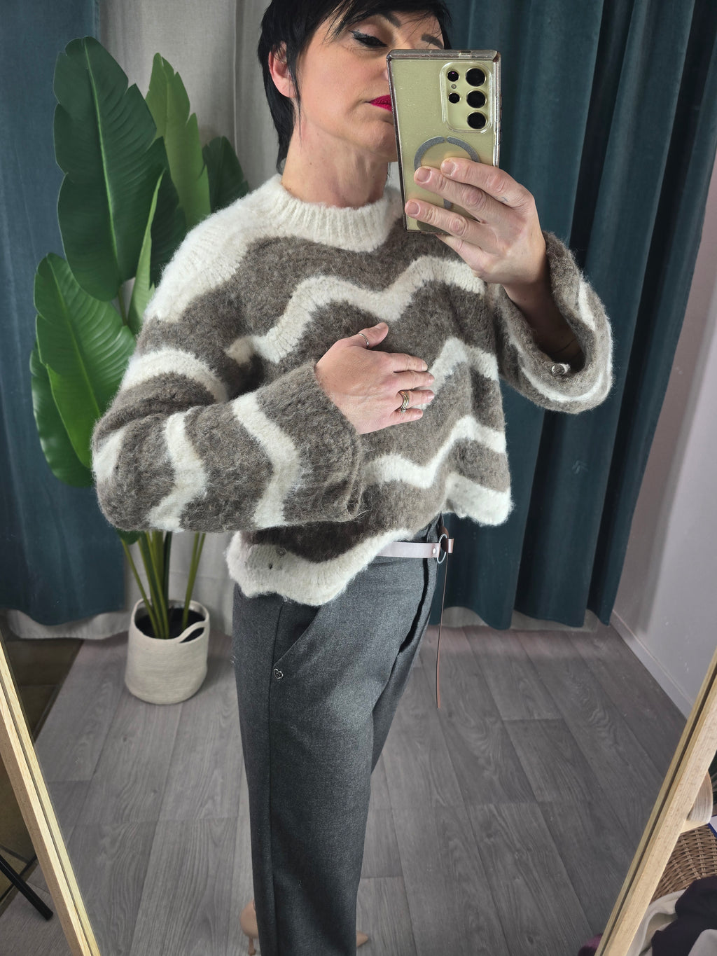 maglione  a righe fango donna plaese FW 25