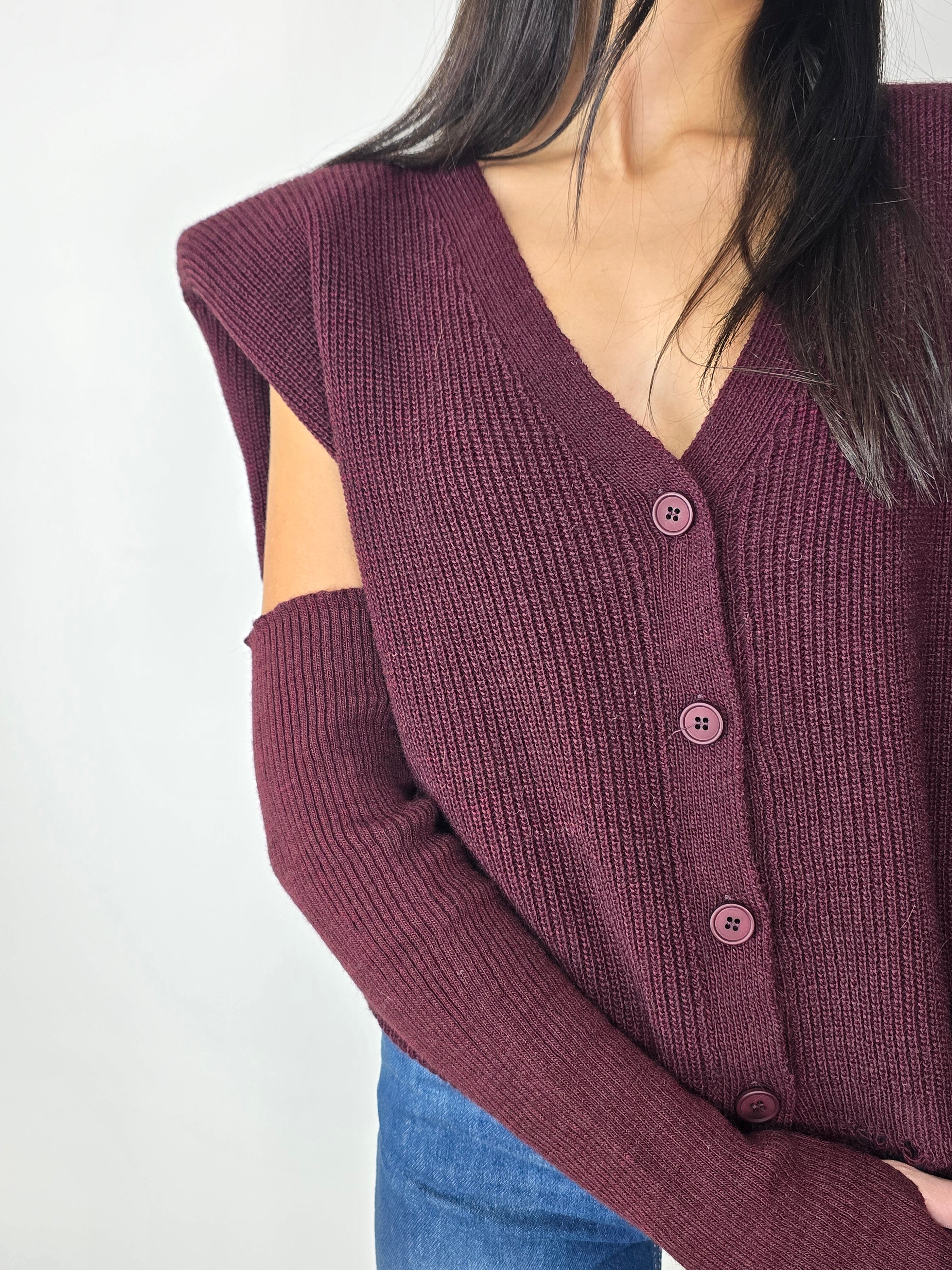 Gilet con manicotti Vino - Haveone