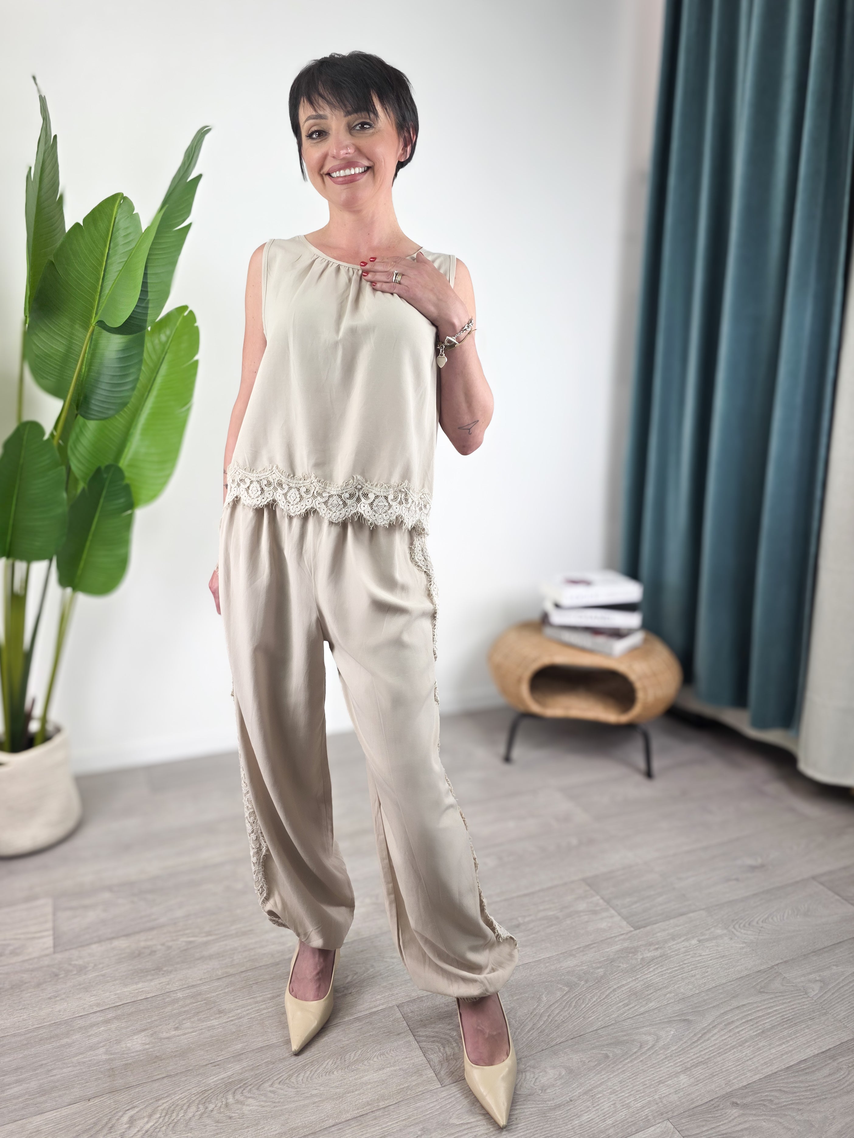 Saiph - Top in misto lino - Beige
