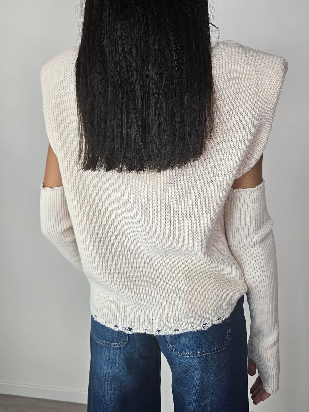 Gilet con manicotti Panna - Haveone