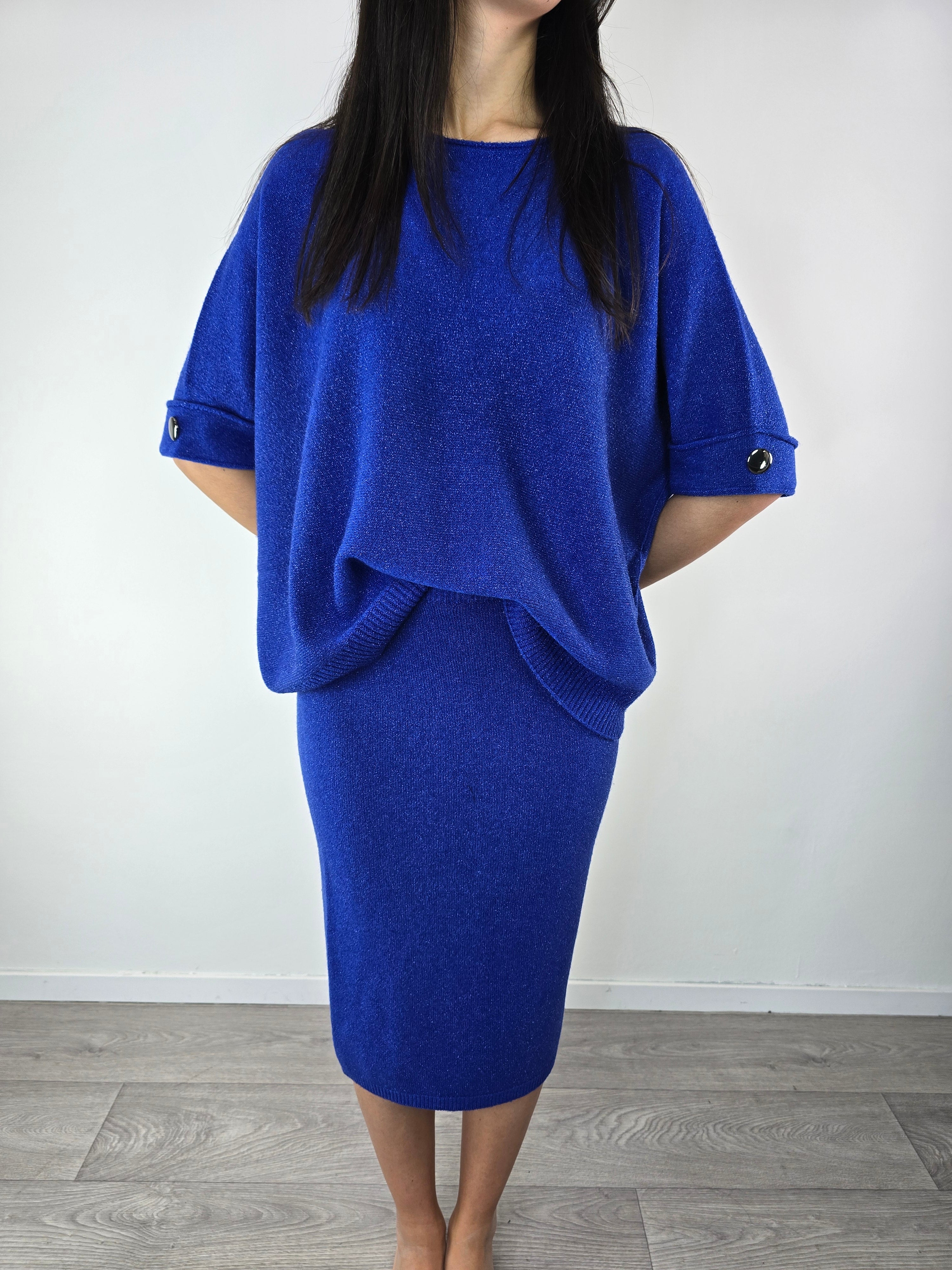 Blusa morbida in lurex Blu Royal - Kontatto