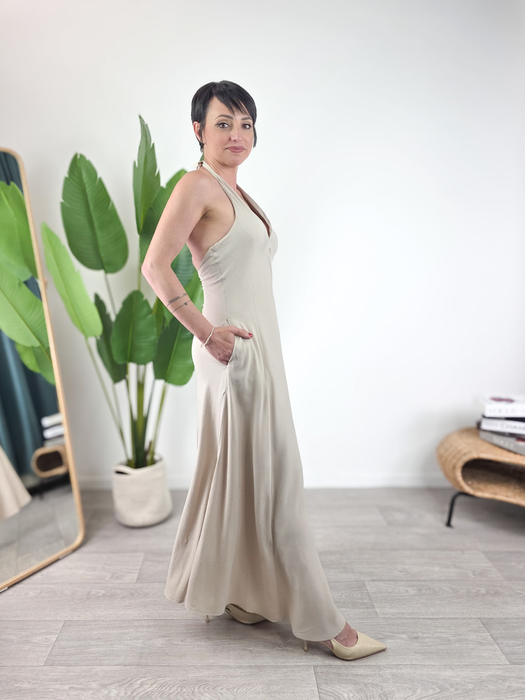Saiph - Abito lungo misto lino - Beige