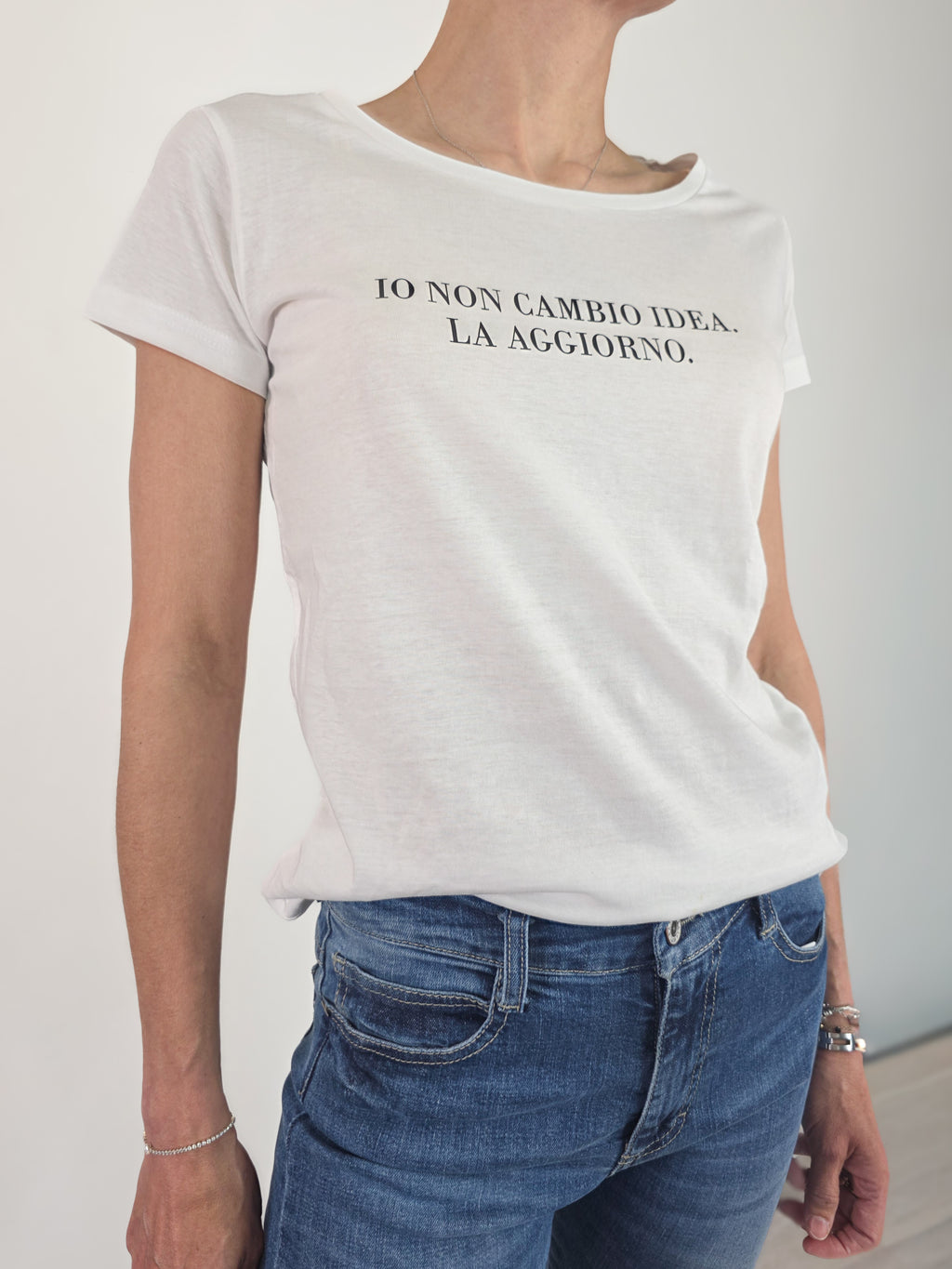 Kikisix - T-shirt Io Non Cambio Idea - Bianco e Nero