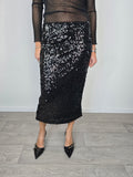 Gonna midì in paillettes Nera - Kikisix