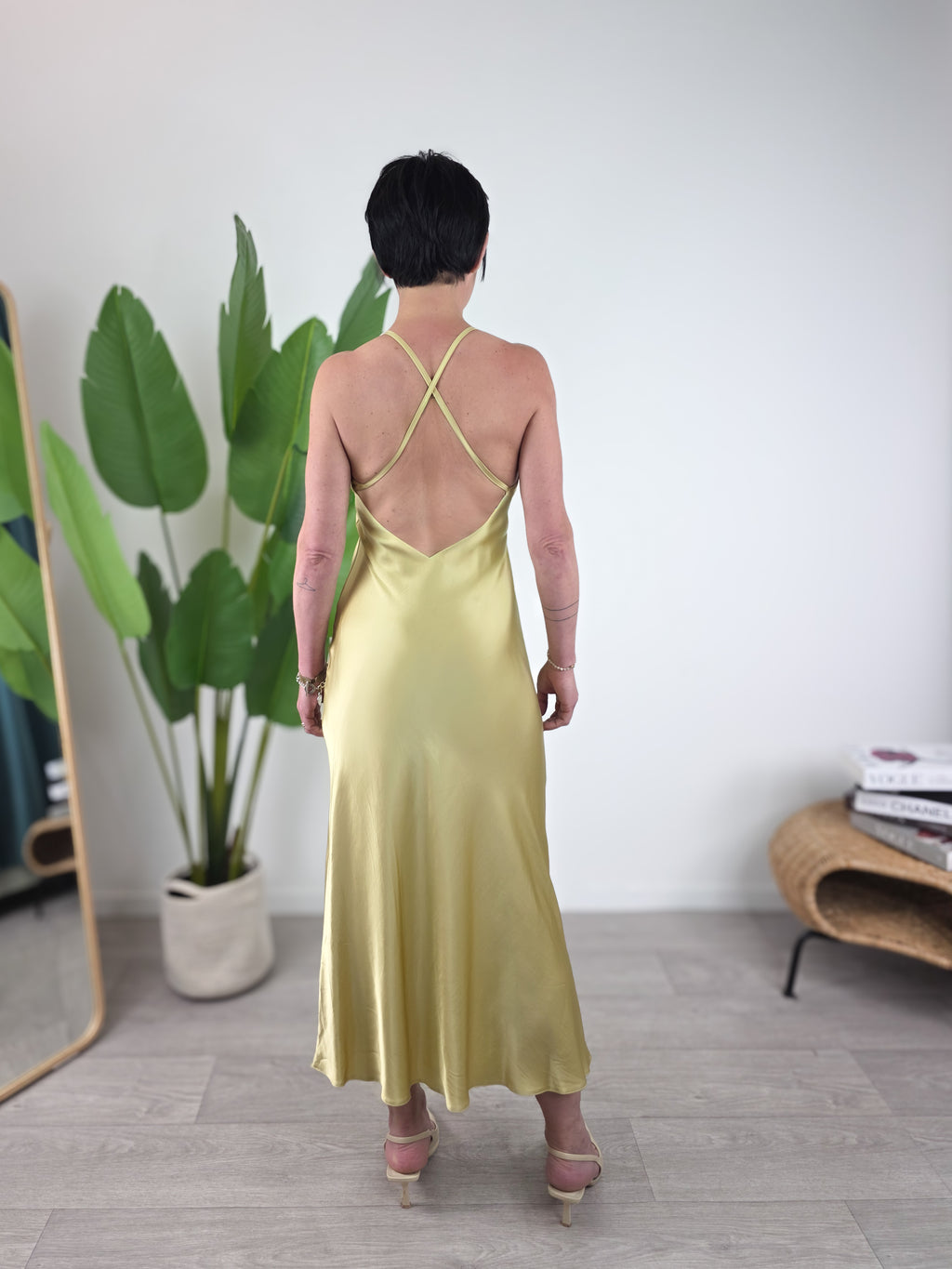 Saiph - Abito in viscosa lucida - Giallo