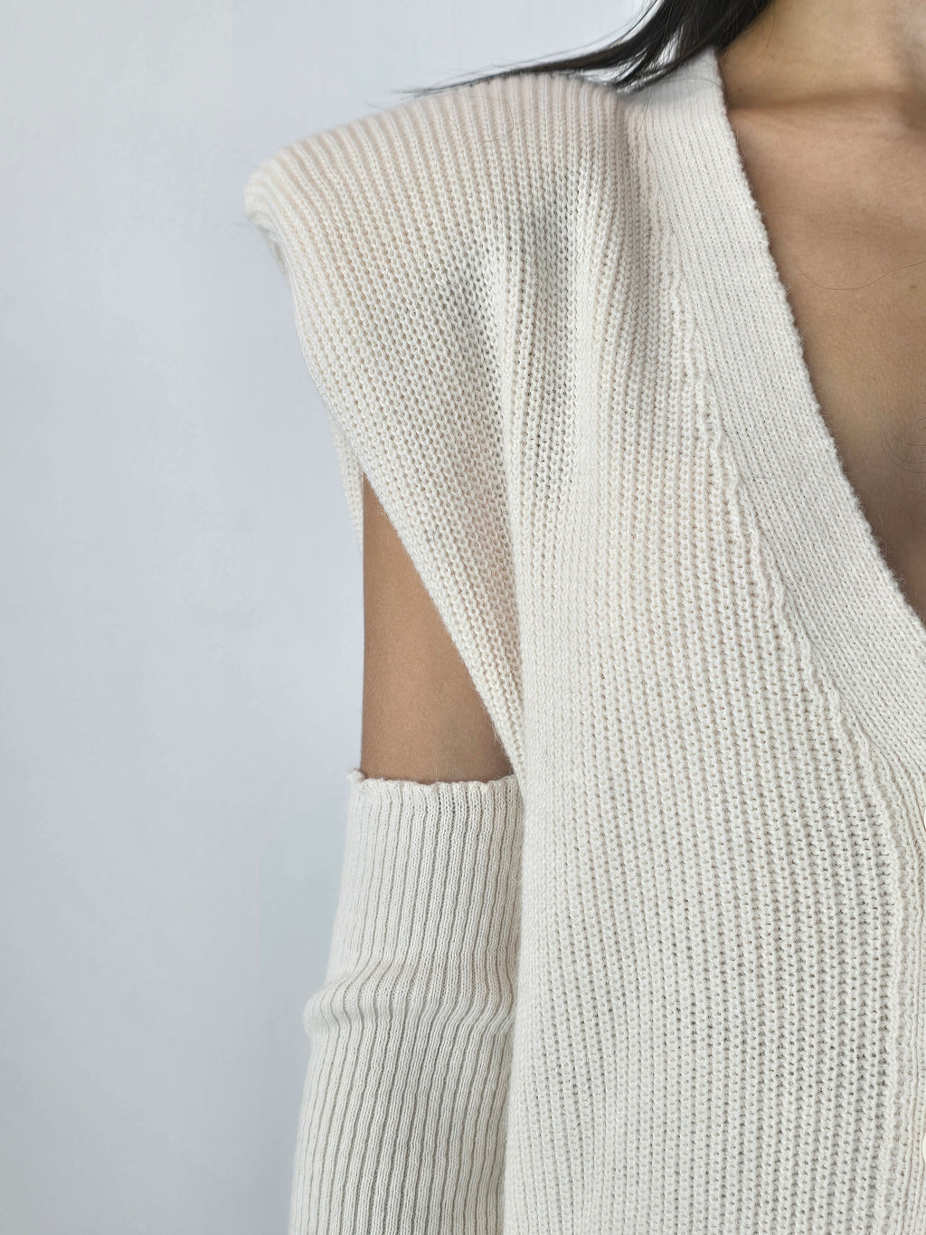 Gilet con manicotti Panna - Haveone