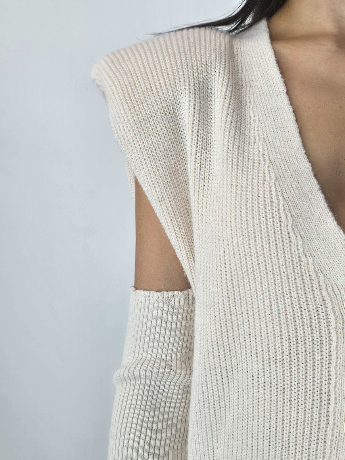 Gilet con manicotti Panna - HaveoneHAVEONE