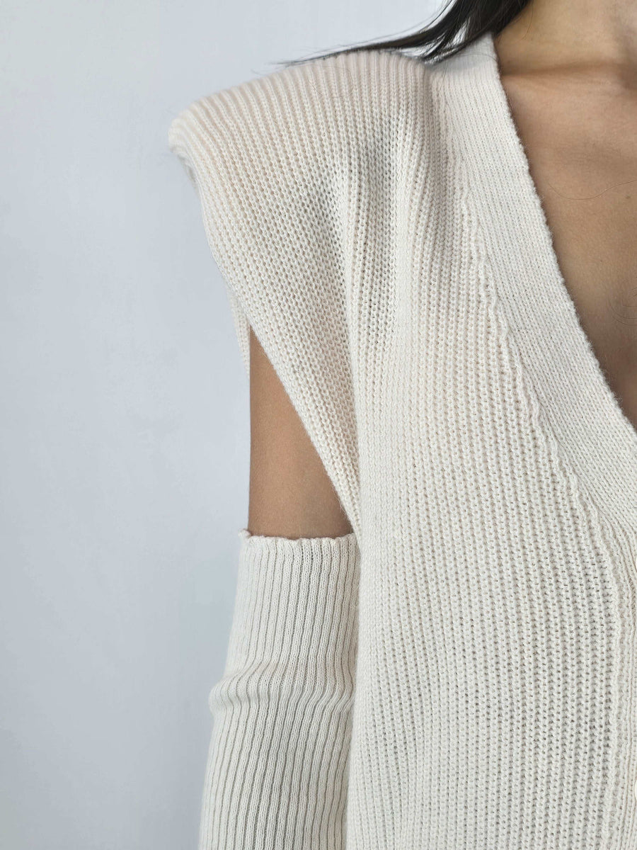 Gilet con manicotti Panna - HaveoneHAVEONE