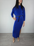 Abito in lurex con cintura Blu Royal - Kontatto