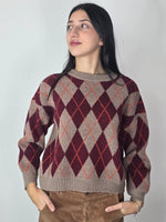 Maglione a rombi Tortora e Bordeaux - Kontatto