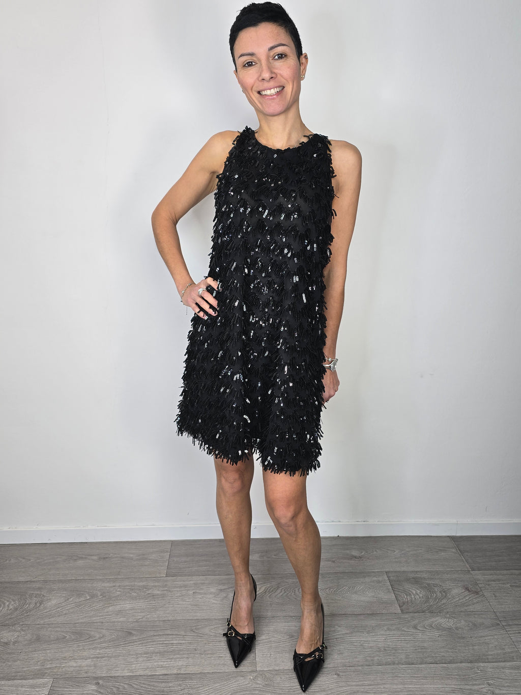 Abito a colonna in paillettes Nero - Vicolo