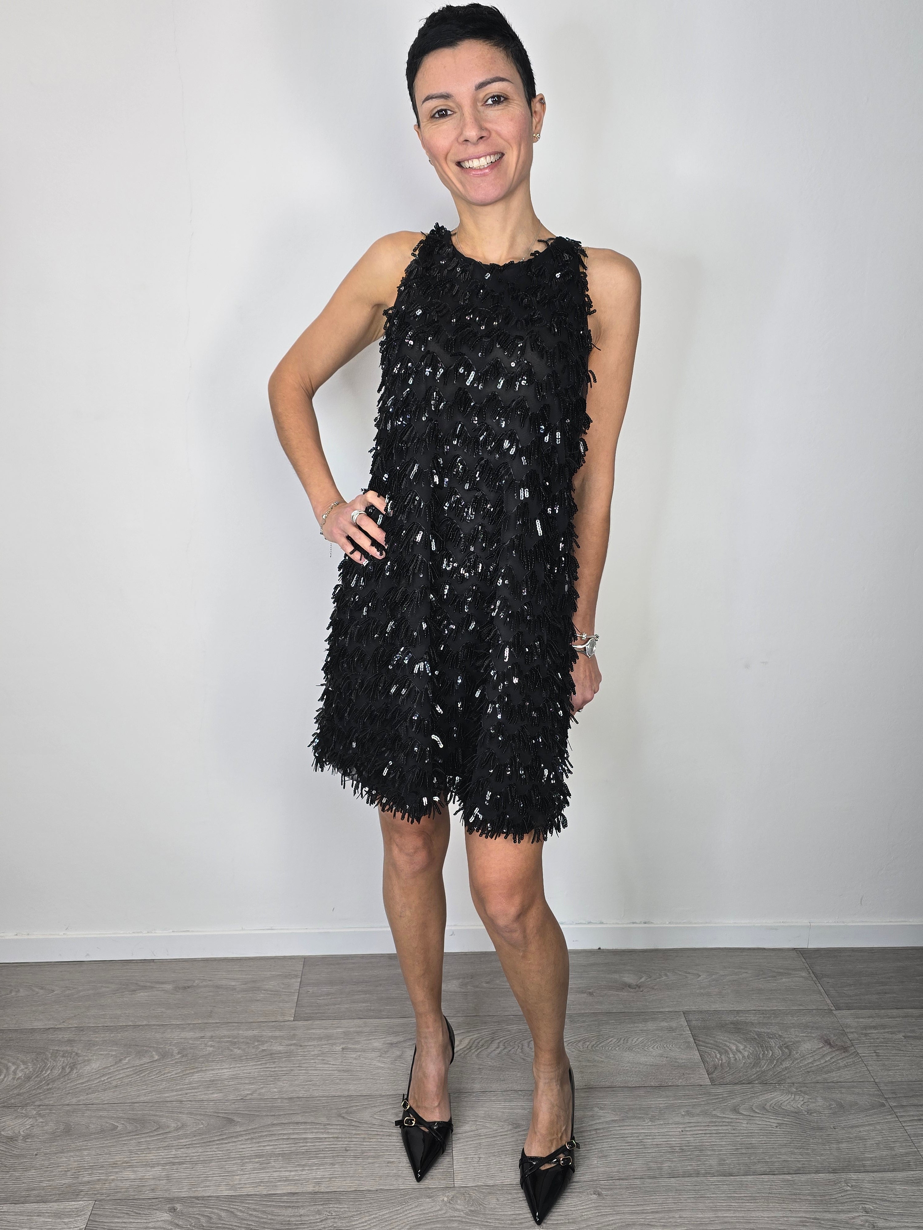 Abito a colonna in paillettes Nero - Vicolo