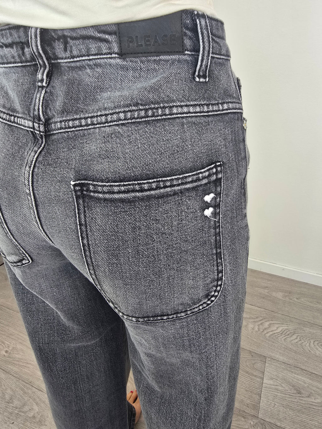 Plaese - Denim a palazzo - Nero slavato