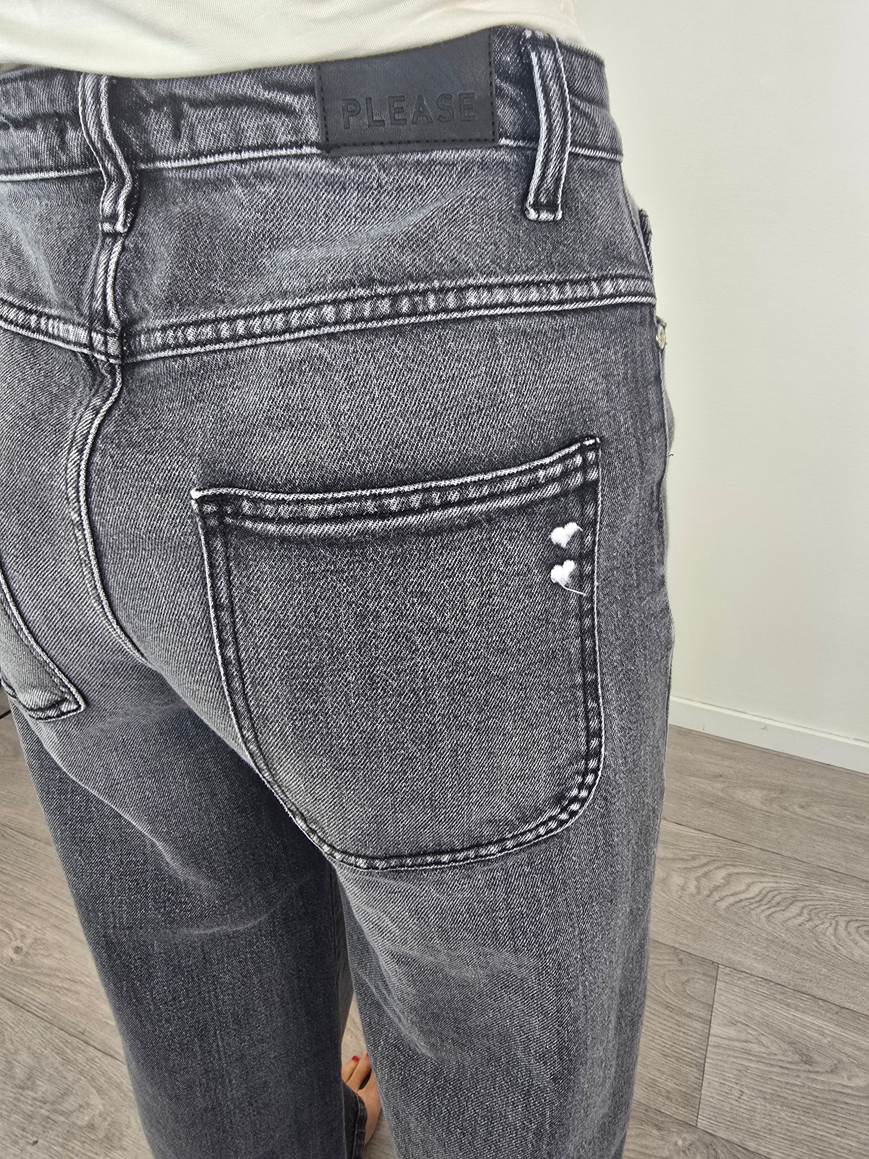 Plaese - Denim a palazzo - Nero slavato