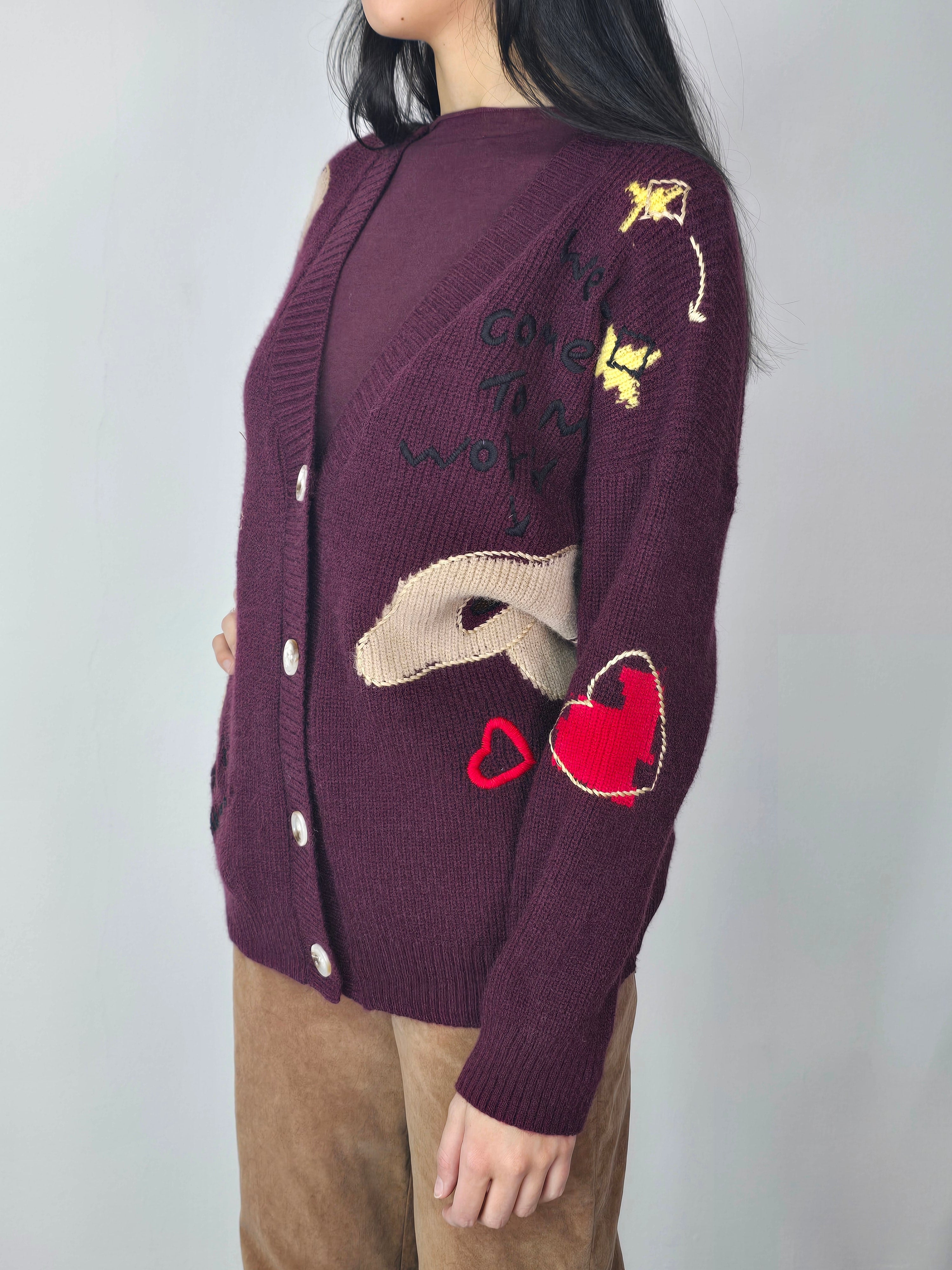 Cardigan lungo Bordeaux - Kontatto
