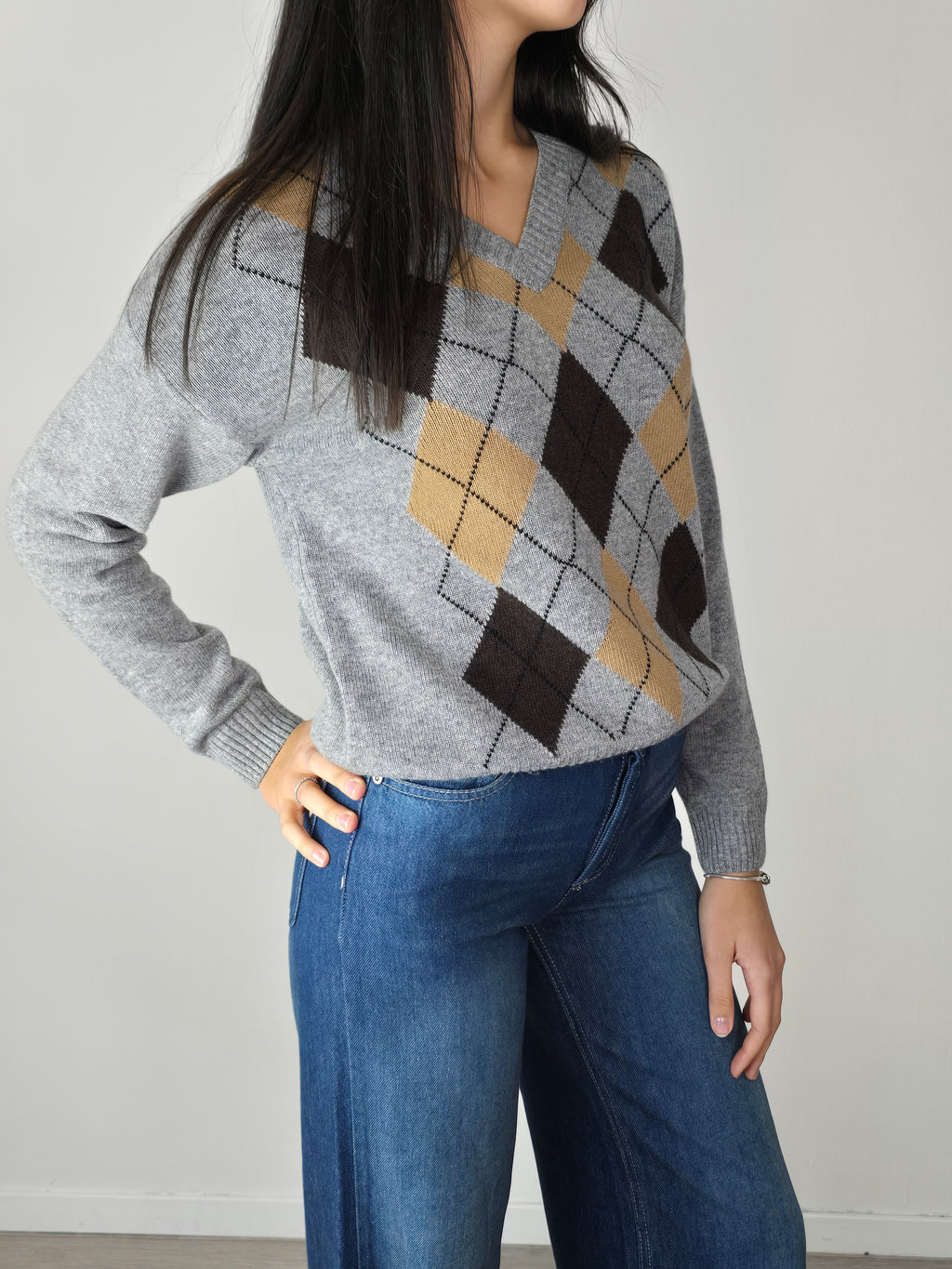 Maglione a rombi Grigio - Tensione In