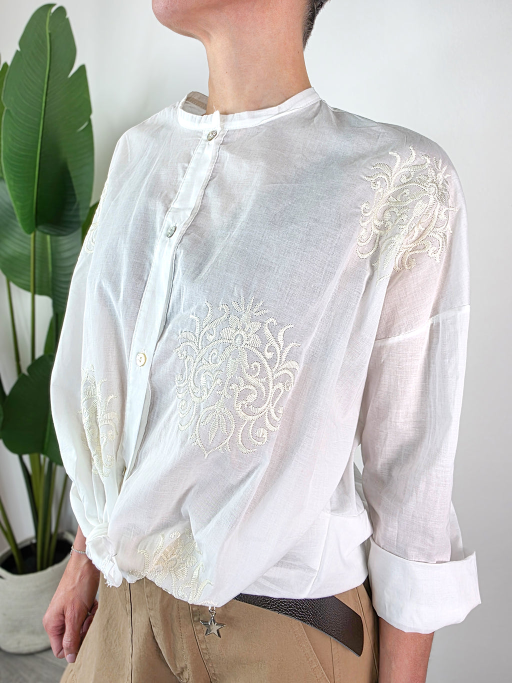 Susy Mix - Camicia Ricamata - Latte