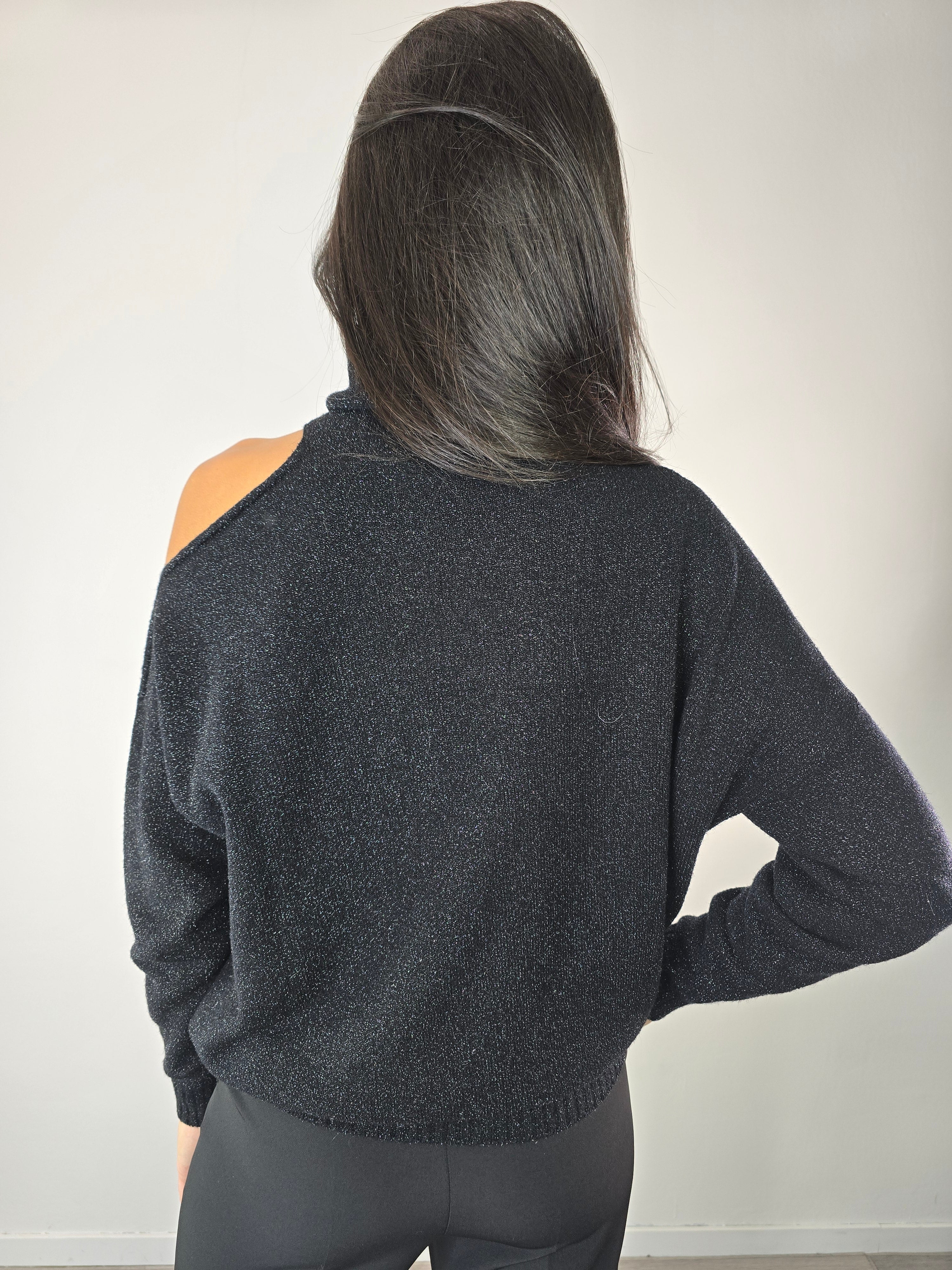 Maglioncino lurex con cutout Nero - Lurex