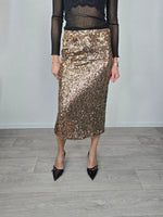 Gonna midì in paillettes Bronzo - Kikisix