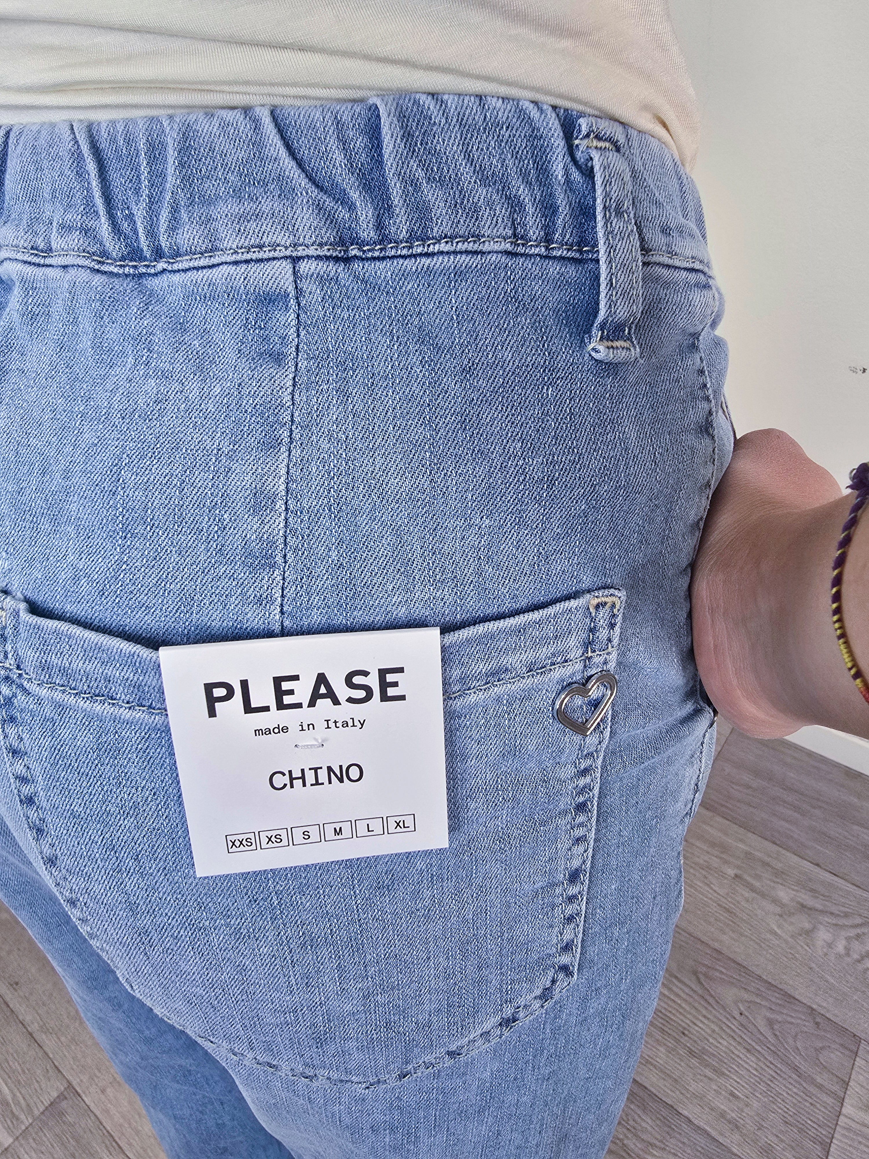 Please - Denim relaxed Teddy - Azzurro