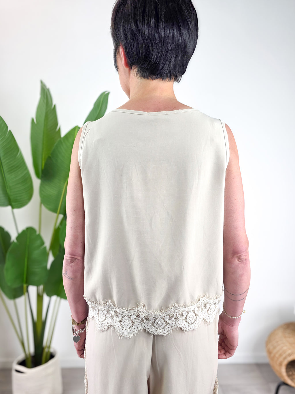 Saiph - Top in misto lino - Beige