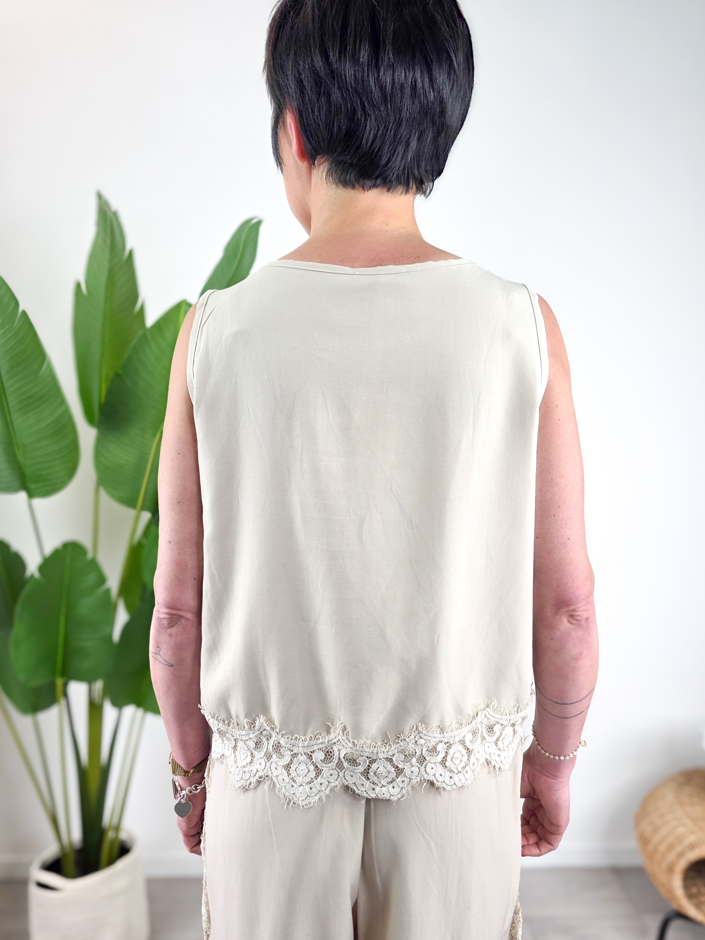 Saiph - Top in misto lino - Beige