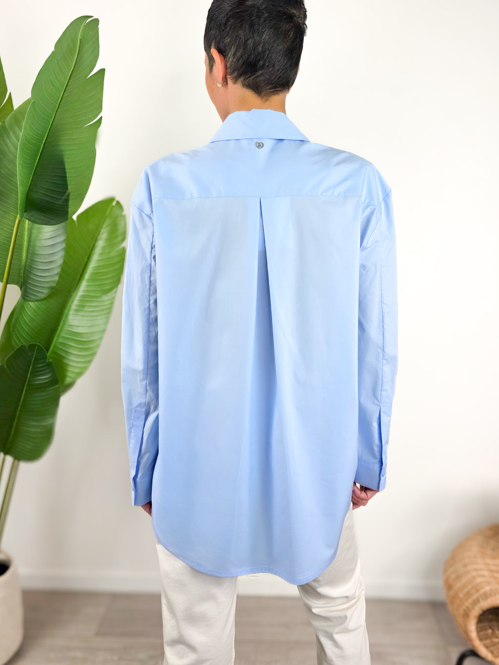 Please - Camicia over in cotone - Azzurro