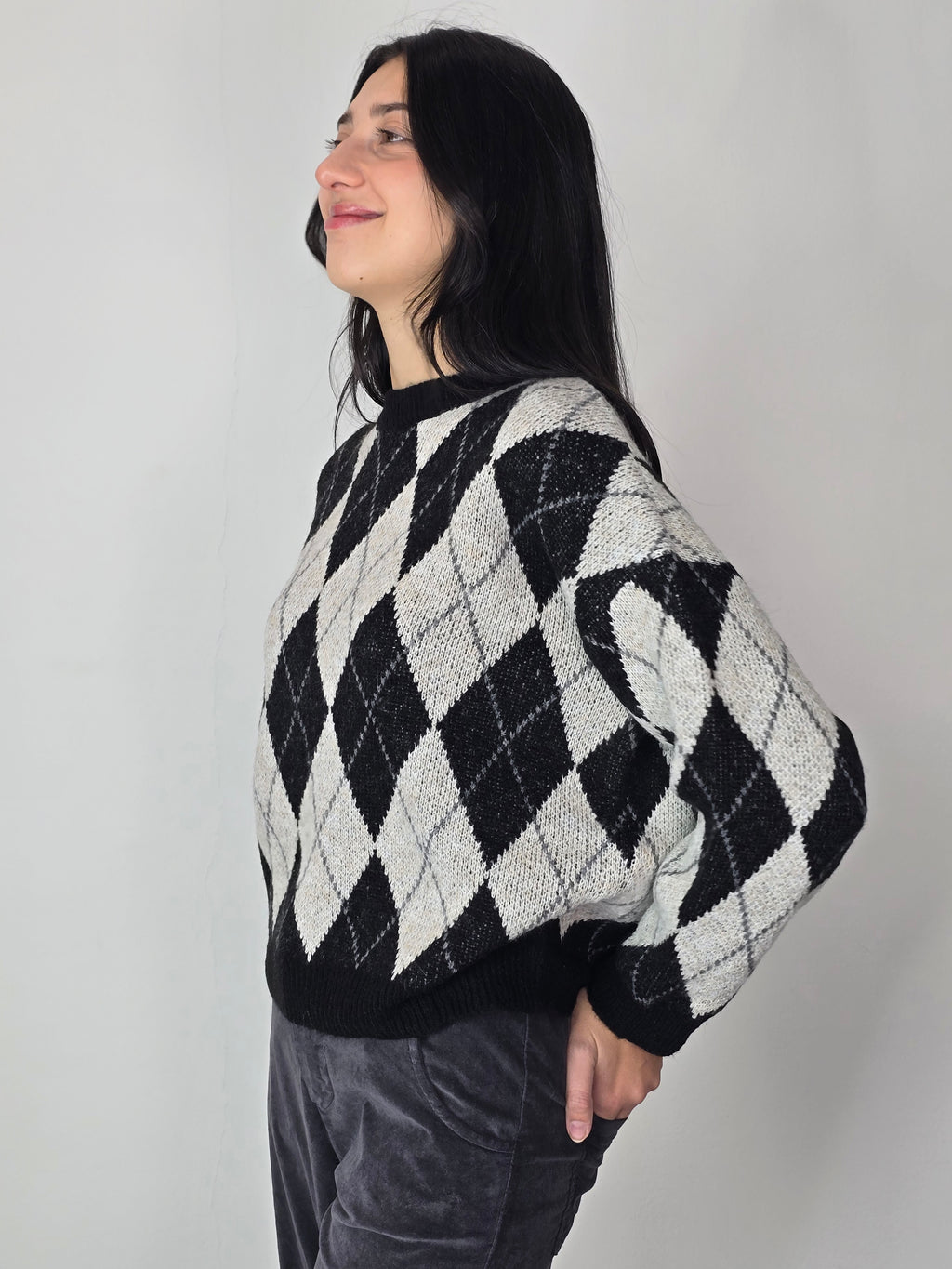 Maglione a rombi Nero e Grigio - Kontatto