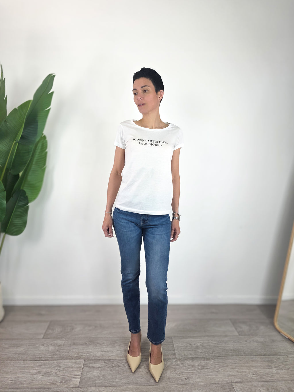 Kikisix - T-shirt Io Non Cambio Idea - Bianco e Nero
