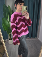 Maglione a righe Rosa/Bordeaux - Please