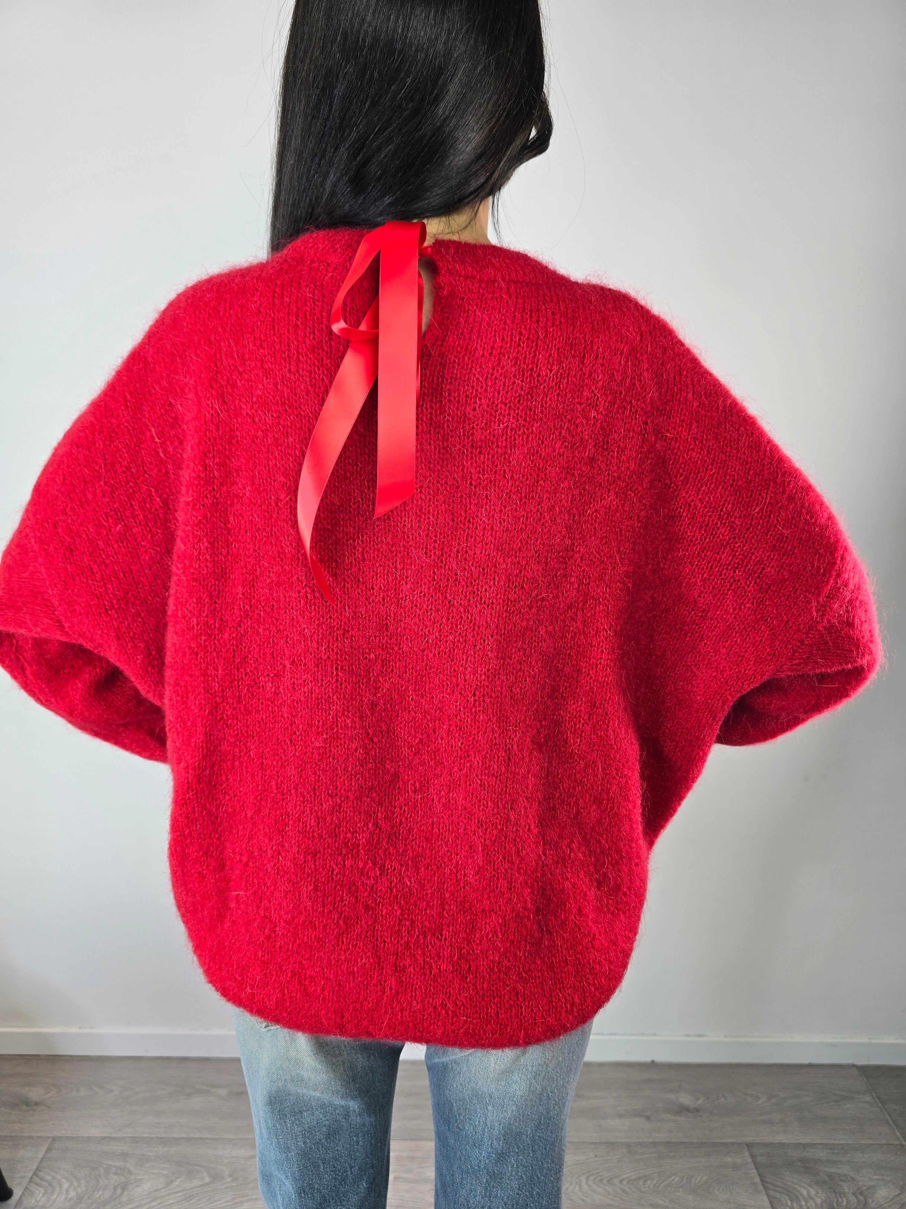 Maglione con fiocco Rosso - Philia Loft