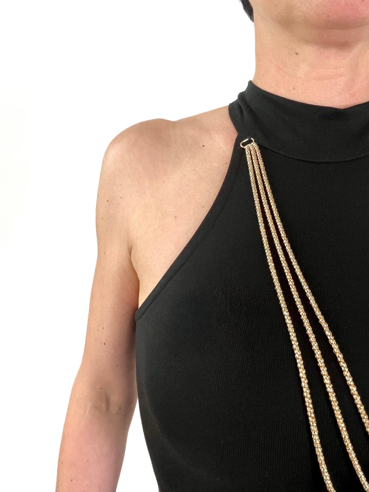 Kontatto - Abito lungo elegante con collana dorata - Nero