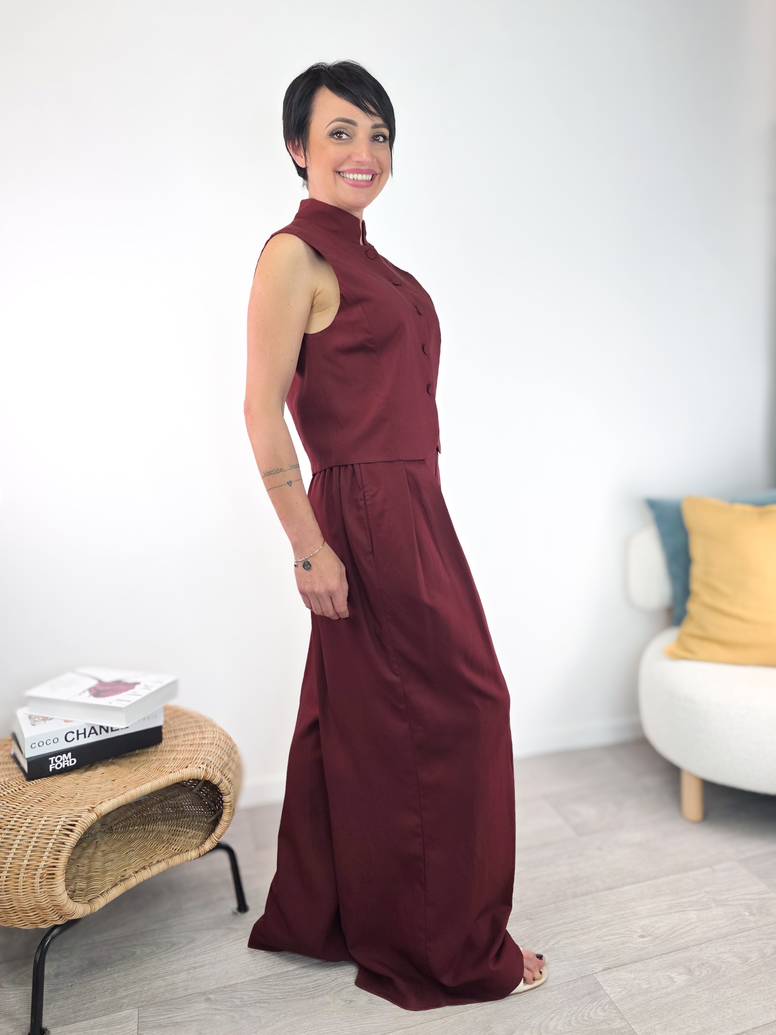 Susy Mix - Completo gilet e pantalone - Rosso India