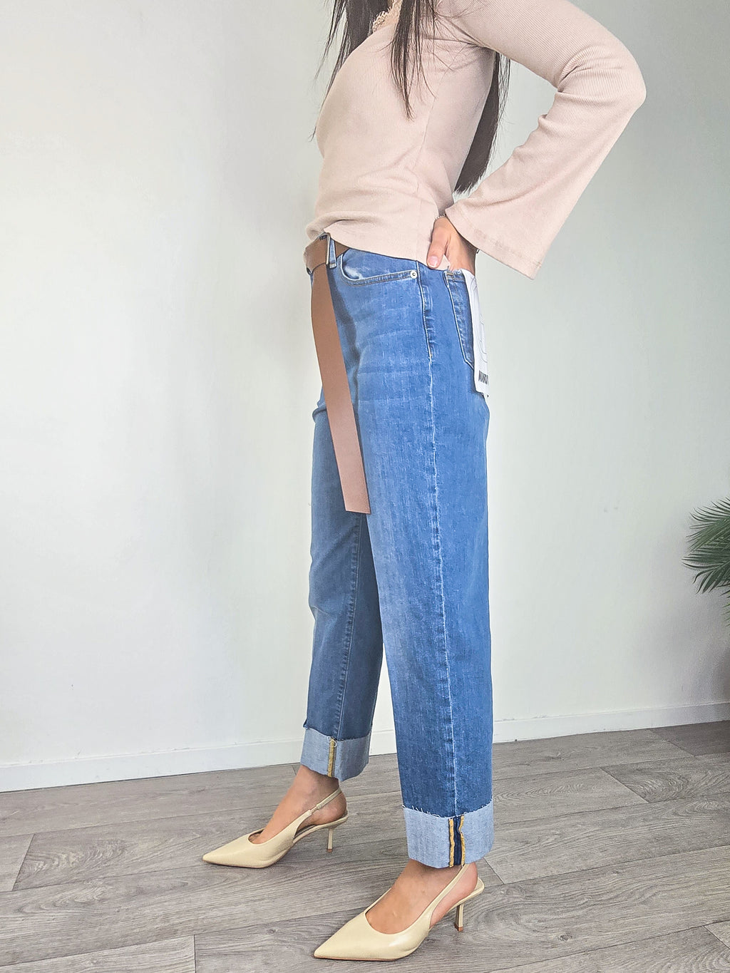 Haveone - Jeans Mandy con cintura - Blu
