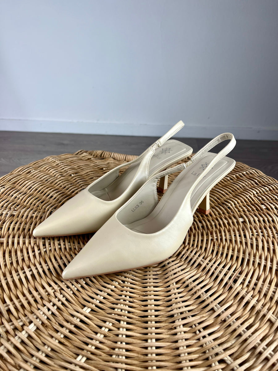 Slingback a punta beige
