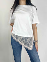 Kikisix - T-shirt con pizzo asimmetrico - Rosa